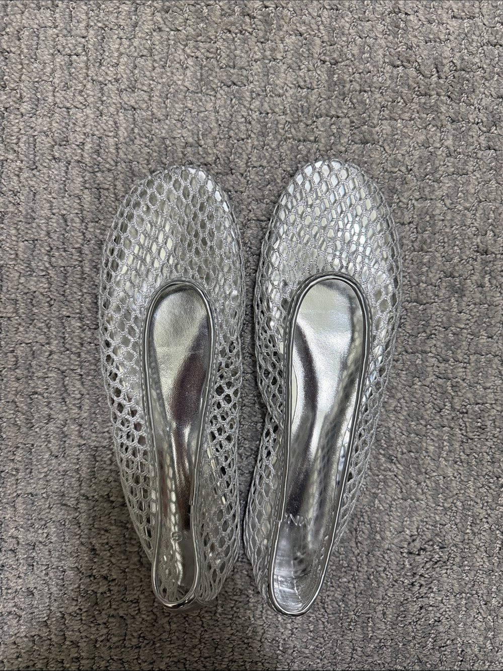 Mango Silver Metallic Mesh Ballet Flats